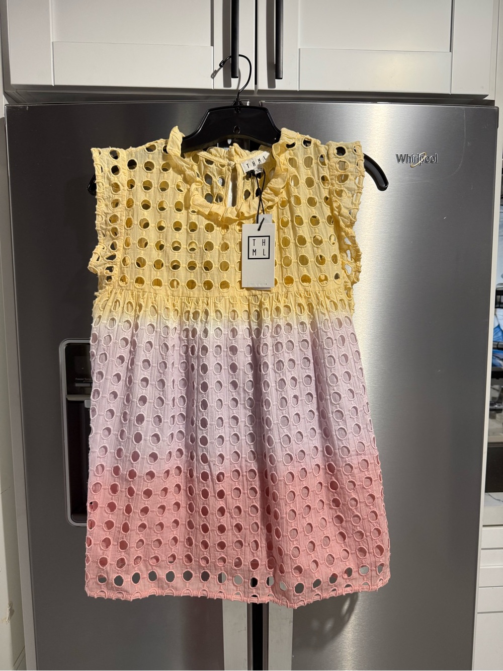 THML Yellow to Pink Ombre Eyelet top, new with tags